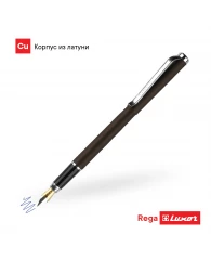 Ручка перьевая Luxor "Rega" синяя, 0,8мм, корпус графит/хром, футляр