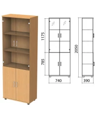 Шкаф закрытый со стеклом "Монолит", 740х390х2050 мм, цвет бук бавария (КОМПЛЕКТ)