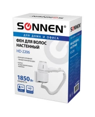 Фен для волос настенный SONNEN HD-2206 SUPER POWER, 1850 Вт, 2 скорости, белый, 608482
