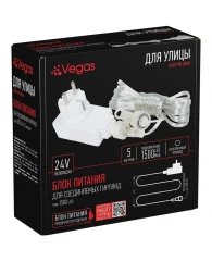 Блок питания 220V/24V, 30 W (макс 1 500 LED ламп) VEGAS 55156