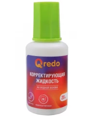 Корректирующая жидкость Qredo, 20 мл, на водной основе, с кистью