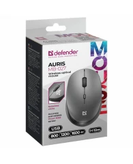 Мышь беспроводная DEFENDER Auris MB-027, USB, 3 кнопки + 1 колесо-кнопка, оптическая, серая, 52029