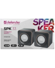 Колонки компьютерные DEFENDER SPK-33, 2.0, 5 Вт, 3.5мм джек, пластик, черные, 65633