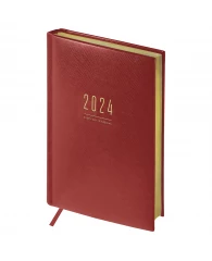 Ежедневник датированный 2024г., A5, 176л., кожзам, OfficeSpace "Dallas", бордовый