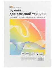 Бумага Workmate для офисной техники, А4, 80 г/м2, 100 листов, цветная, пастель, микс