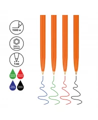 Набор шариковых ручек СТАММ "Оптима" 4шт., 04цв., 1,0мм, оранжевый корпус, пакет с европодвесом