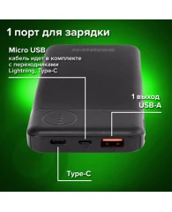 Аккумулятор внешний 10000 mAh SONNEN POWERBANK K701PD БЫСТРАЯ ЗАРЯДКА, 2USB, литий-полимер, 263031