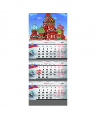 Календарь квартальный 3 бл. на 3 гр. OfficeSpace Standard "Россия", с бегунком, 2024г.
