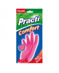 Перчатки резиновые Paclan "Practi. Comfort", разм. L, розовые, пакет с европодвесом