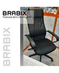 Кресло офисное BRABIX PREMIUM "Stalker EX-608 PL", ткань-сетка/кожзам, черное, 532090