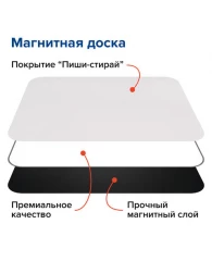 Доска на холодильник магнитно-маркерная 42х30см с маркером, магнитом и салфеткой, BRAUBERG, 237847