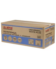 Полотенца бумажные 250 шт., LAIMA (H3) UNIVERSAL WHITE PLUS, 1-слойные, белые, КОМПЛЕКТ 15 пачек, 23