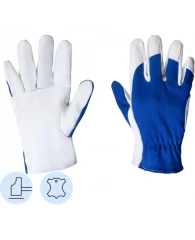 Перчатки кожаные рабочие JetaSafety JLE321-9 цв.синий/белый р.L...