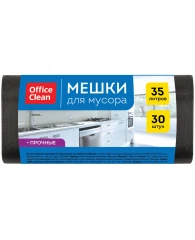 Мешки для мусора 35л OfficeClean ПНД, 50*64 см, 12мкм, 30шт., прочные, черные, в рулоне