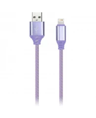 Кабель Smartbuy iK-512NS, USB(AM) - Lightning(M), для Apple, в оплетке, 2A output, 1м, фиолетовый