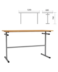 Стол для столовых 1200х600х760 мм, рост 6, серый каркас, ДСП/пластик, цвет бук