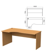 Стол письменный эргономичный "Монолит", 1600х900х750 мм, левый, цвет бук бавария, СМ7.1