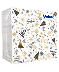 Салфетки бумажные Veiro "Зима. Елочный мотив", 1 слойн., 24*24см, цветные, 50шт.