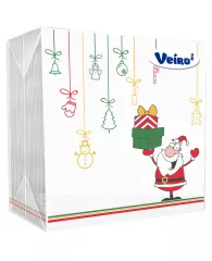 Салфетки бумажные Veiro "Зима. Санта", 1 слойн., 24*24см, цветные, 50шт.