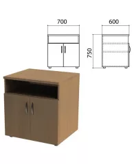Тумба для оргтехники "Этюд", 700х600х750 мм, 2 двери, полка, орех, 400020-190