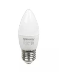 Лампа светодиодная SONNEN, 5 (40) Вт, цоколь E27, свеча, холодный белый свет, LED C37-5W-4000-E27
