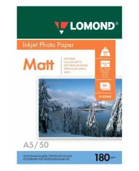 Фотобумага А5 (210*148) для стр. принтеров Lomond, 180г/м2 (50л) мат.одн.
